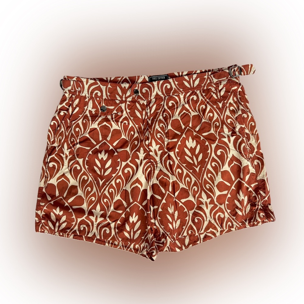 Todd Snyder Red Damask Riviera Swim Short NWT Made In Italy